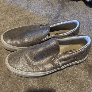 Vans Shimmering Silver Slip-On Sneakers
